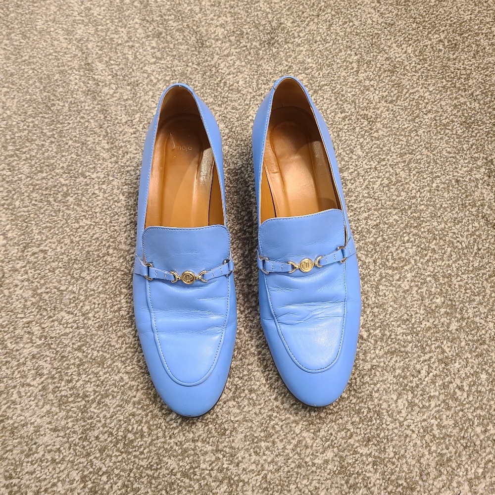 Maje Blue Leather Loafers - Picture 2 of 6